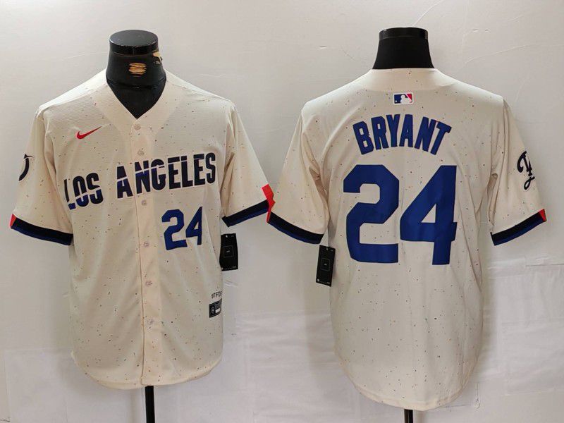 Men Los Angeles Dodgers 24 Bryant Cream Fashion Nike Game MLB Jersey style 6292